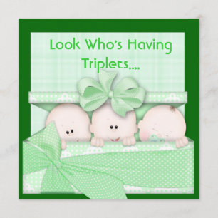 CUTE BABY SHOWER For TRIPLETS  INVITATION