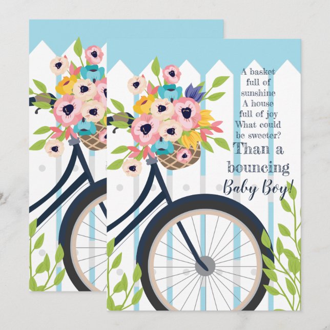 Cute Baby Shower Garden Party Floral Invitation (Front/Back)