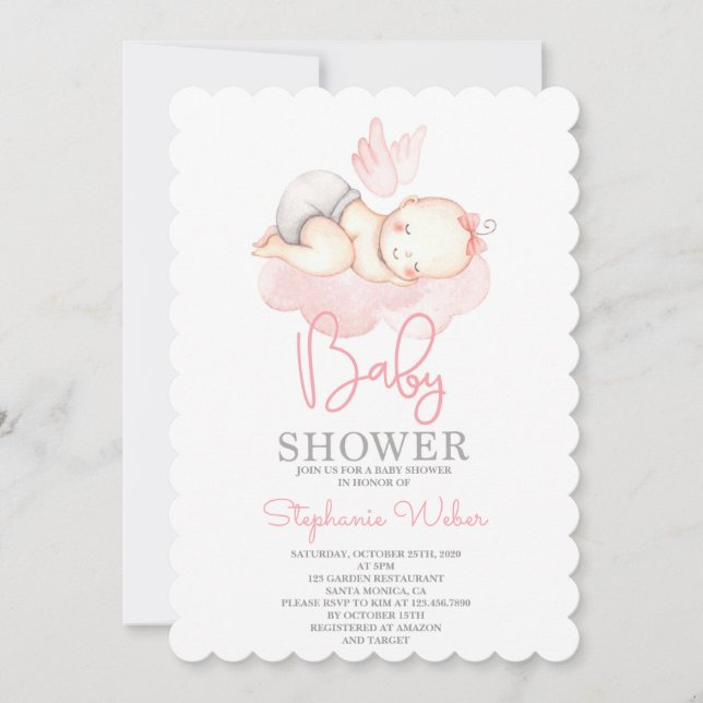 Cute Baby shower girl Invitation (Front)