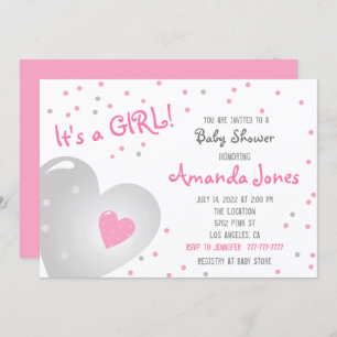 Cute Baby Shower Girl☆*:💗 Invitation