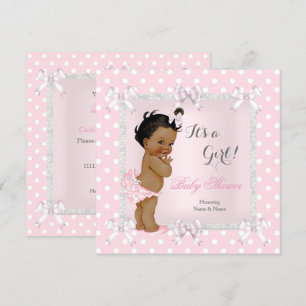 Cute Baby Shower Girl Pink Grey Ethnic Invitation