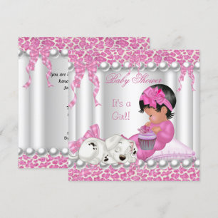 Cute Baby Shower Girl Pink Leopard cupcake Invitation