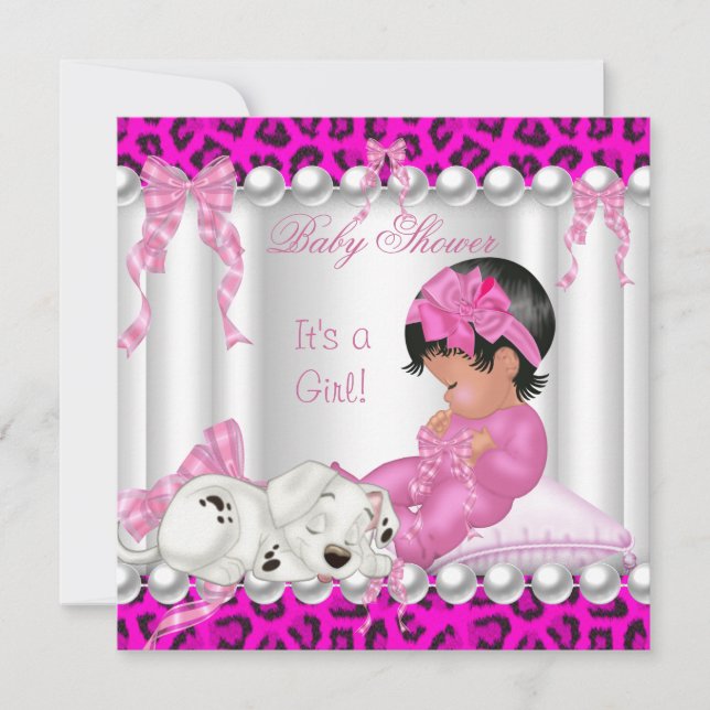 Cute Baby Shower Girl Pink Leopard Invitation (Front)
