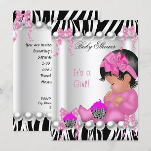 Cute Baby Shower Girl Pink Zebra cupcake Invitation
