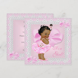 Cute Baby Shower Girl Pretty Pink Tutu Ethnic Invitation