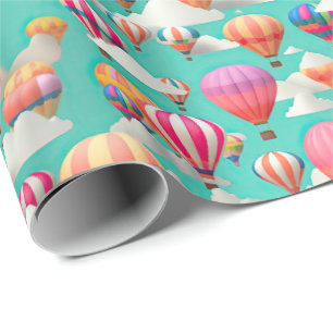 Cute baby shower hot air balloon tiled  wrapping paper