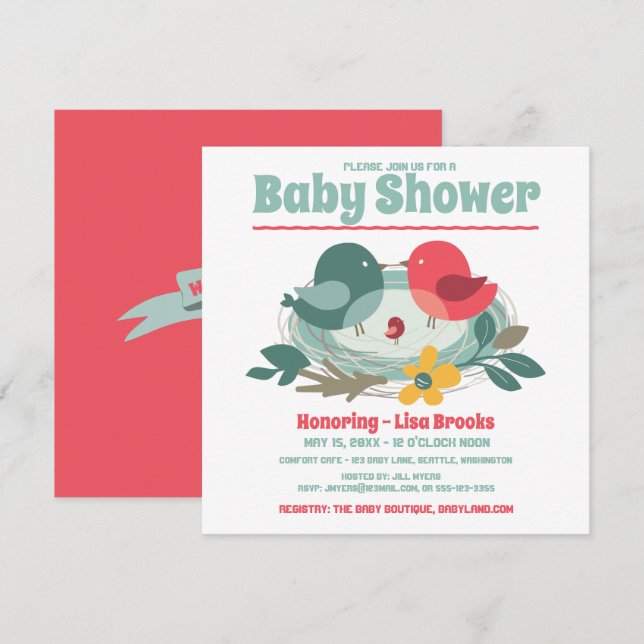 Cute Baby Shower  Invitation (Front/Back)