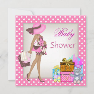 Cute Baby Shower Invitation Pink Spot Gifts Bear