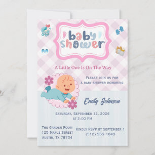 Cute Baby Shower Invitation Template - Blue & Pink