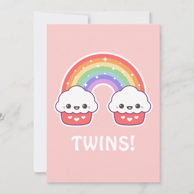 Cute Baby Shower Invitations for Twins (Front)