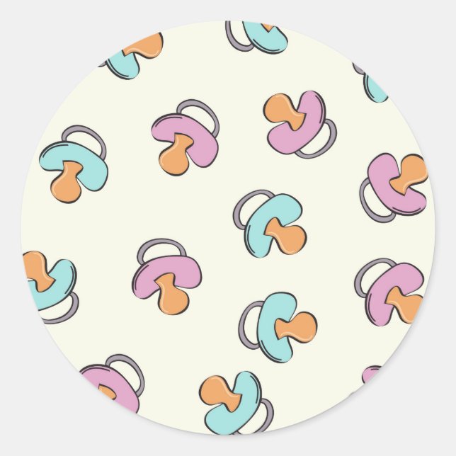 Cute Baby Shower Pacifier Gender Reveal Classic Round Sticker (Front)