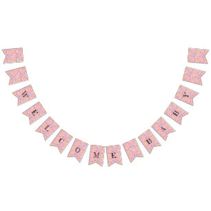 Cute baby shower pattern bunting 