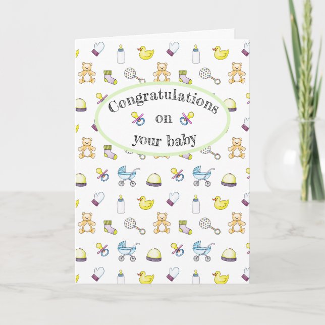 Cute baby shower pattern card (Front)