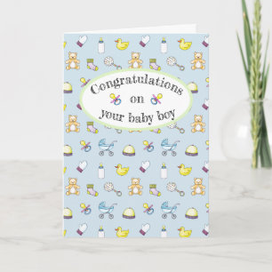 Cute baby shower pattern card