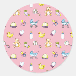 Cute baby shower pattern classic round sticker