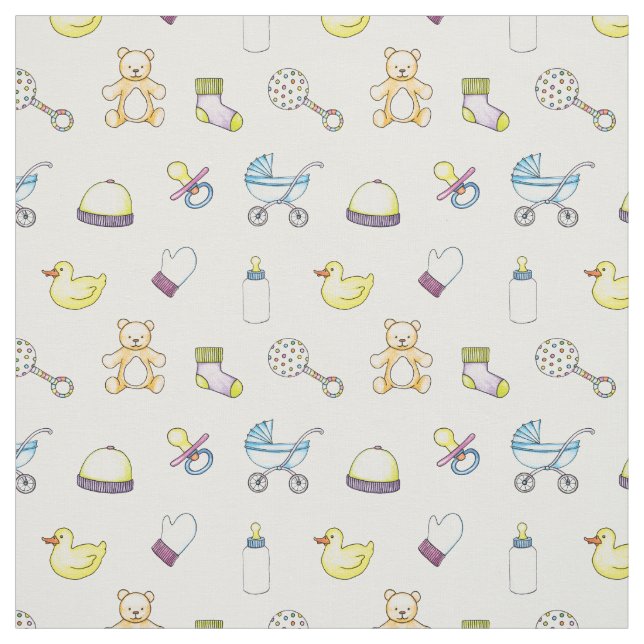 Cute baby shower pattern fabric (Swatch)