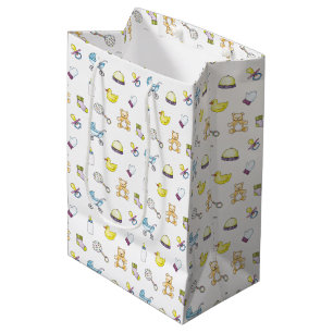 Cute baby shower pattern medium gift bag