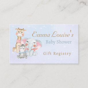 Cute Baby Shower Safari Animals Blue Gift Registry Enclosure Card