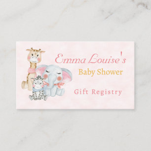 Cute Baby Shower Safari Animals Gift Registry Enclosure Card