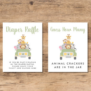 Cute Baby Shower Safari Games Poster Set