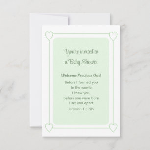 Cute Baby Shower Soft Green Christian Simple Invitation