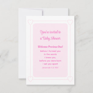 Cute Baby Shower Soft Pink Christian Simple Invitation