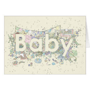 Cute Baby Shower Word Art Pastel Colours Neutral