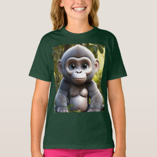 Cute Baby Silver Gorilla T-Shirt for Kids