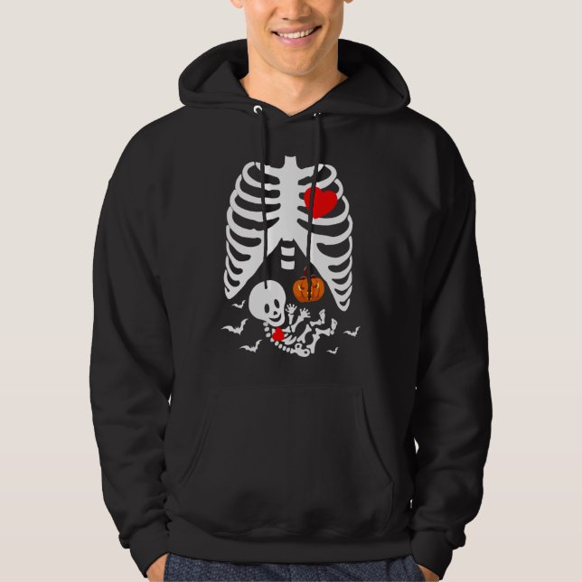 Cute Baby Skeleton Pregnancy Announcement Happy Ha Hoodie (Front)