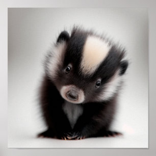 Cute Baby Skunk Portrait    Square 1:1 Poster