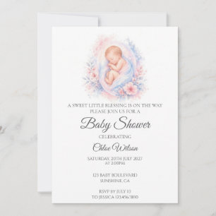 Cute Baby Sleeping Baby Shower Invitation