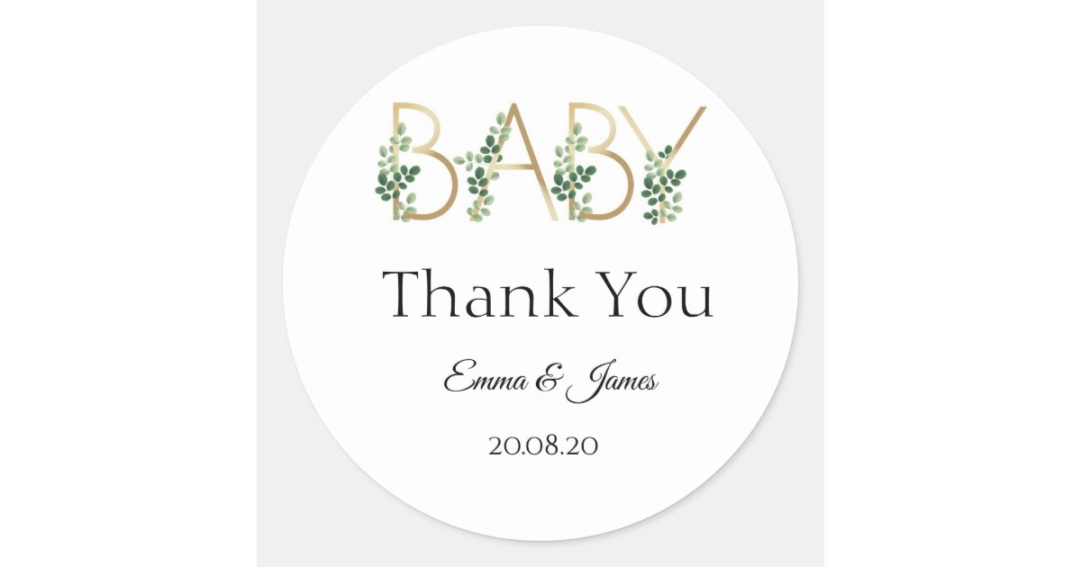 Cute Baby Slogan Baby Shower Thank You Sticker | Zazzle.co.uk