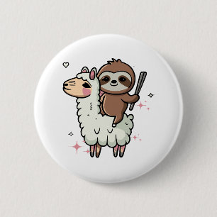 Cute Baby Sloth and Llama 6 Cm Round Badge
