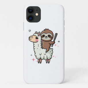 Cute Baby Sloth and Llama  iPhone 11 Case