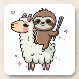Cute Baby Sloth and Llama  Coaster