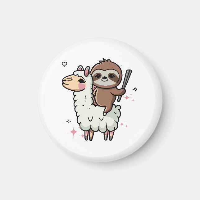 Cute Baby Sloth and Llama  Magnet (Front)