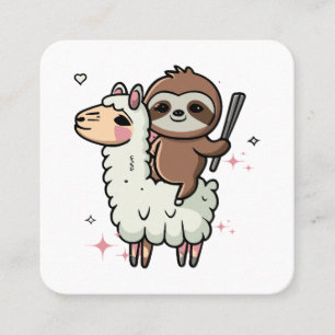 Cute Baby Sloth and Llama  Square Business Card