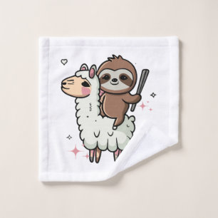 Cute Baby Sloth and Llama Wash Cloth