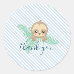 Cute Baby Sloth Birthday Party Stickers