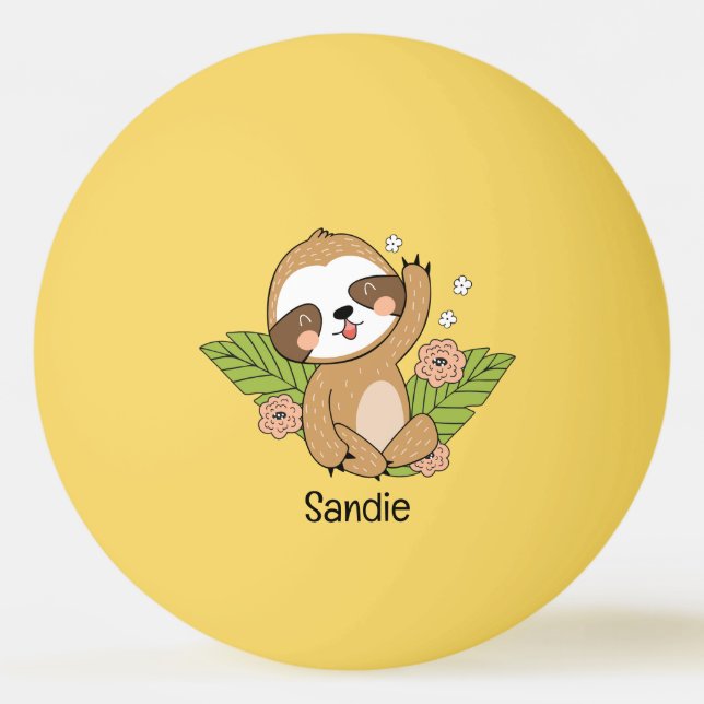 Cute Baby Sloth Custom Name        Ping Pong Ball (Front)