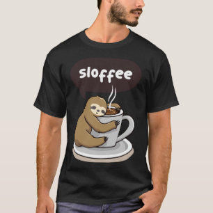 Cute Baby Sloth Drawing Fall In Coffee T-Shirt