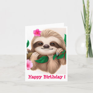 Cute Baby Sloth Hanging in a Tree Holiday Card