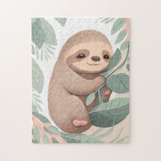 Cute Baby Sloth in Garden Jigsaw Puzzle