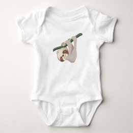 Cute Baby Sloth on a Branch Baby Bodysuit