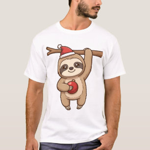 Cute Baby Sloth Santa Hat Christmas Ornament Tee
