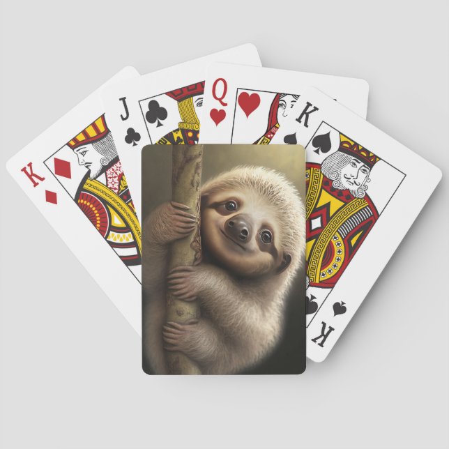 Cute Baby Sloth Smiling Wildlife Nature Animal Playing Cards (Back)
