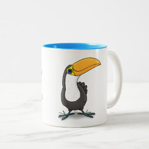 Cute baby smiling toucan cartoon Two-Tone coffee mug