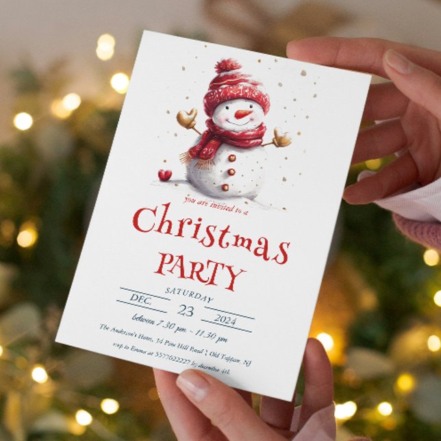 Cute Baby Snowman Christmas Party Invitation (Creator Uploaded)