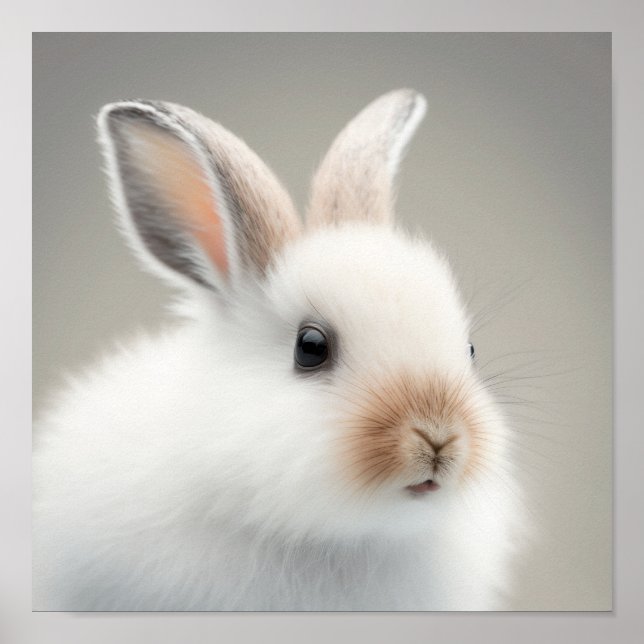 Cute Baby Snowshow Hare Portrait (Bunny) |  1:1 Poster (Front)