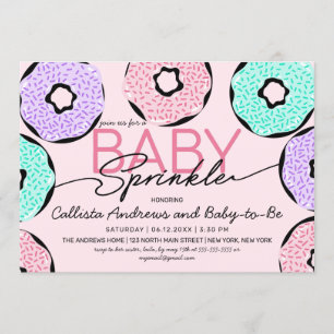 Cute Baby Sprinkle Pink Green Purple Doughnuts Sho Invitation
